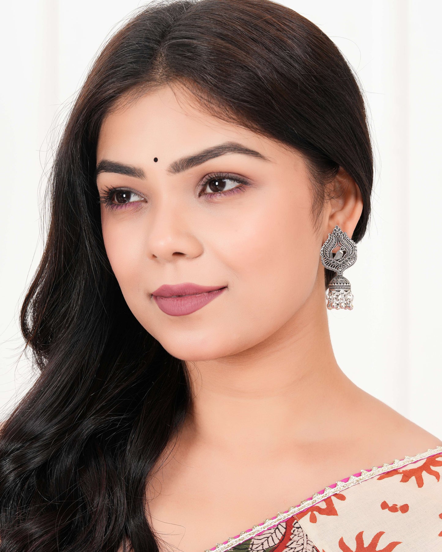 Handmade Traditional Jhumki with Moon and Flower Motif Chandbali Design Ethnic Jhumki Earrings for Women and Girls-5 Done With Love Store