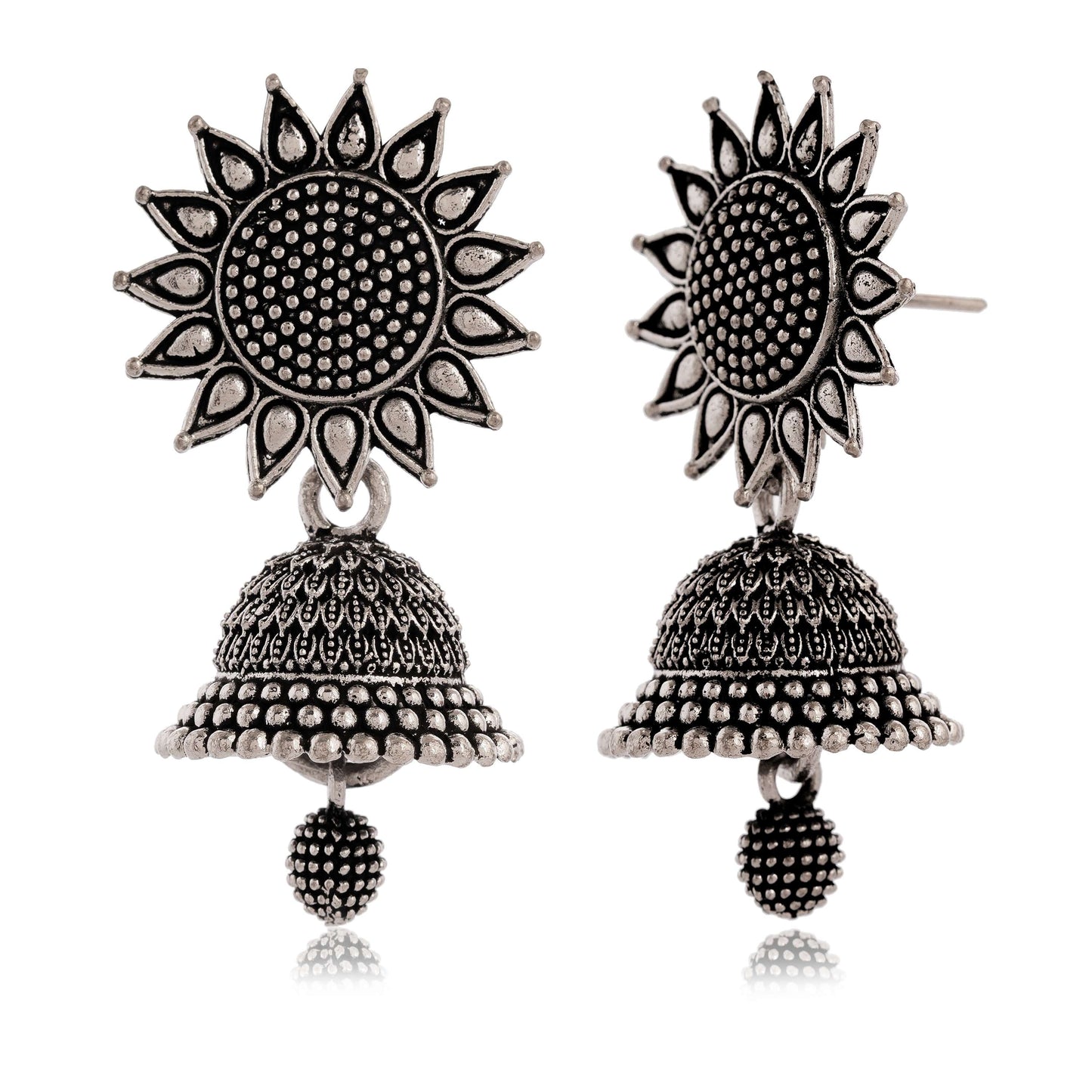 Earrings For Women Oxidised jewellery F1F-Oxidised Traditional Radha Krishna | Silver Beads Ethnic Jhumka/Jhumki-39 Done With Love Store