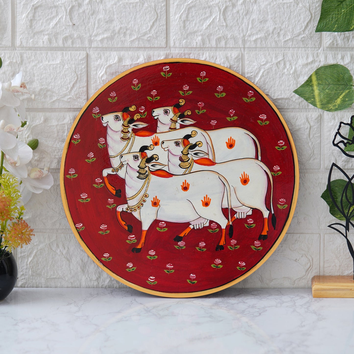 Handmade Pichwai Wooden Wall Painting For Living Room Home Décor Paintings For Wall Decoration Home decorations (12X12INCHES)12 Done With Love Store