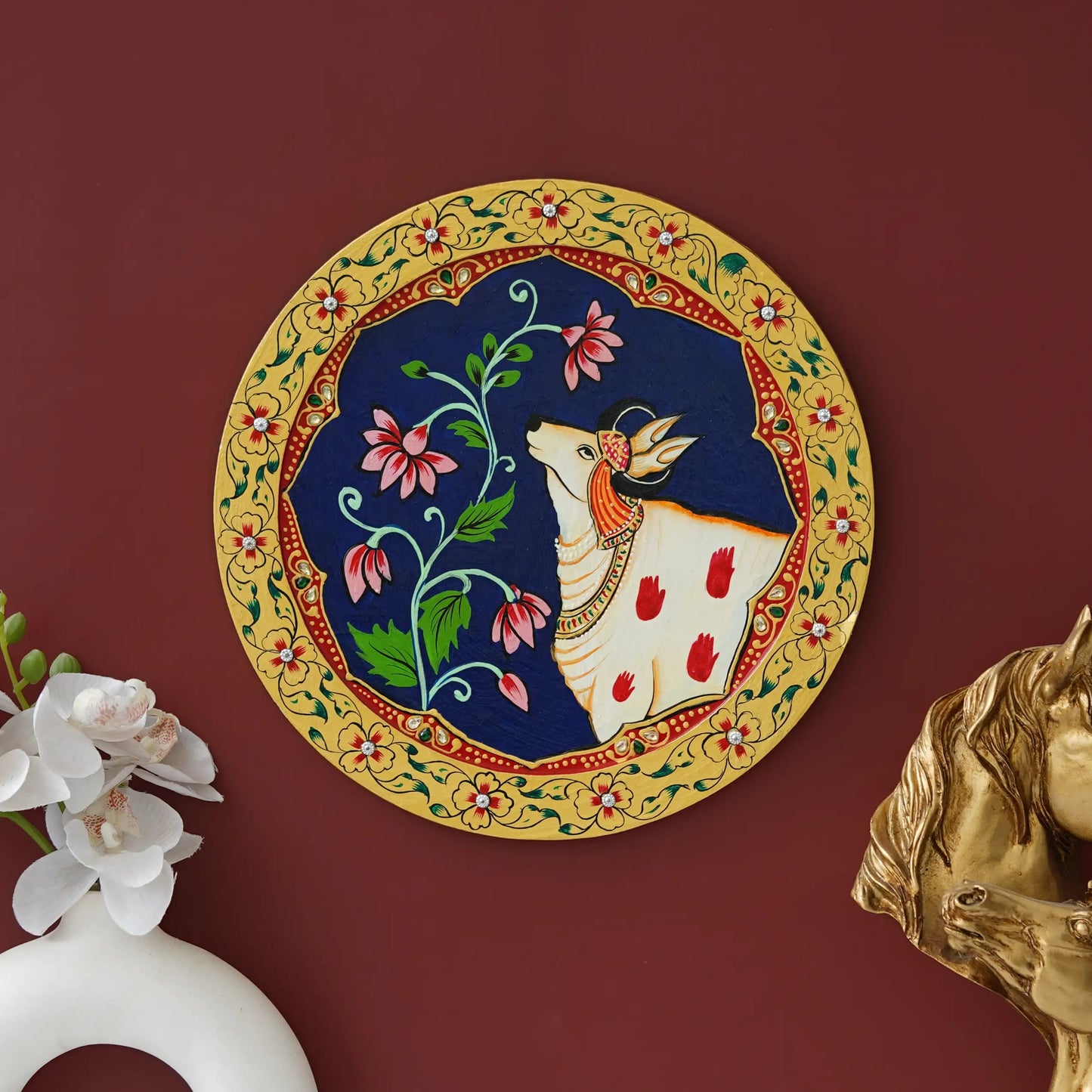 Handmade Pichwai Wooden Wall Painting For Living Room Home Décor Paintings For Wall Decoration Home decorations (12X12INCHES)17 Done With Love Store