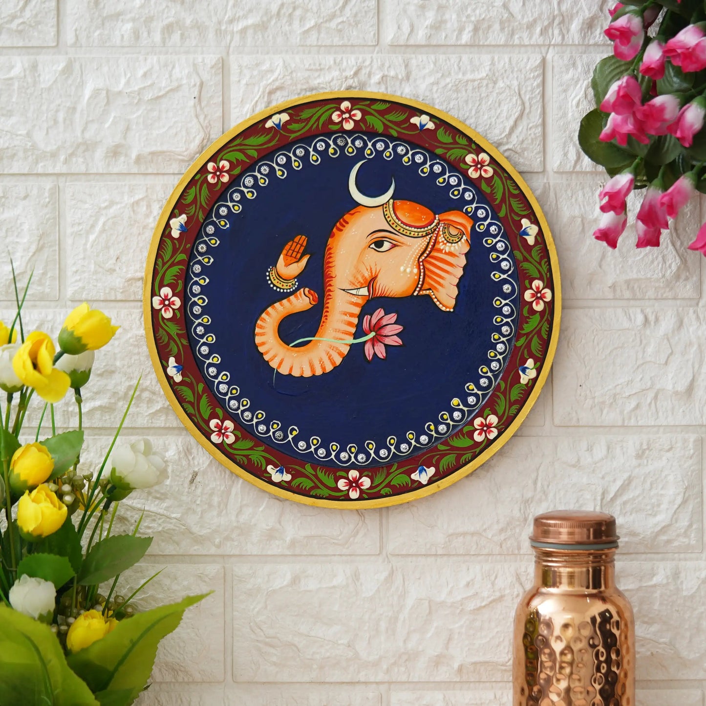 Handmade Pichwai Wooden Wall Painting For Living Room Home Décor Paintings For Wall Decoration Home decorations (12X12INCHES)21 Done With Love Store