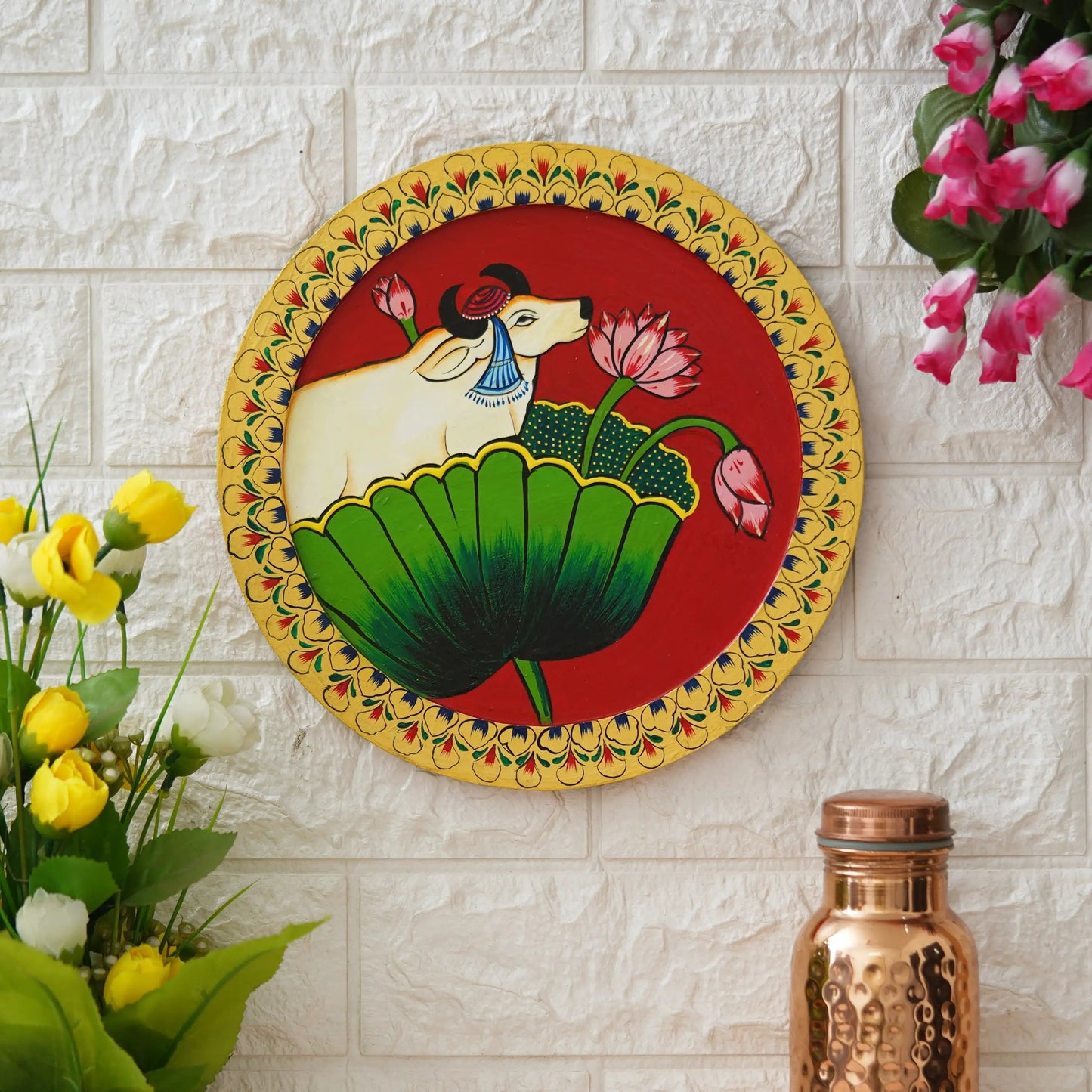 Handmade Pichwai Wooden Wall Painting For Living Room Home Décor Paintings For Wall Decoration Home decorations (12X12INCHES)27 Done With Love Store