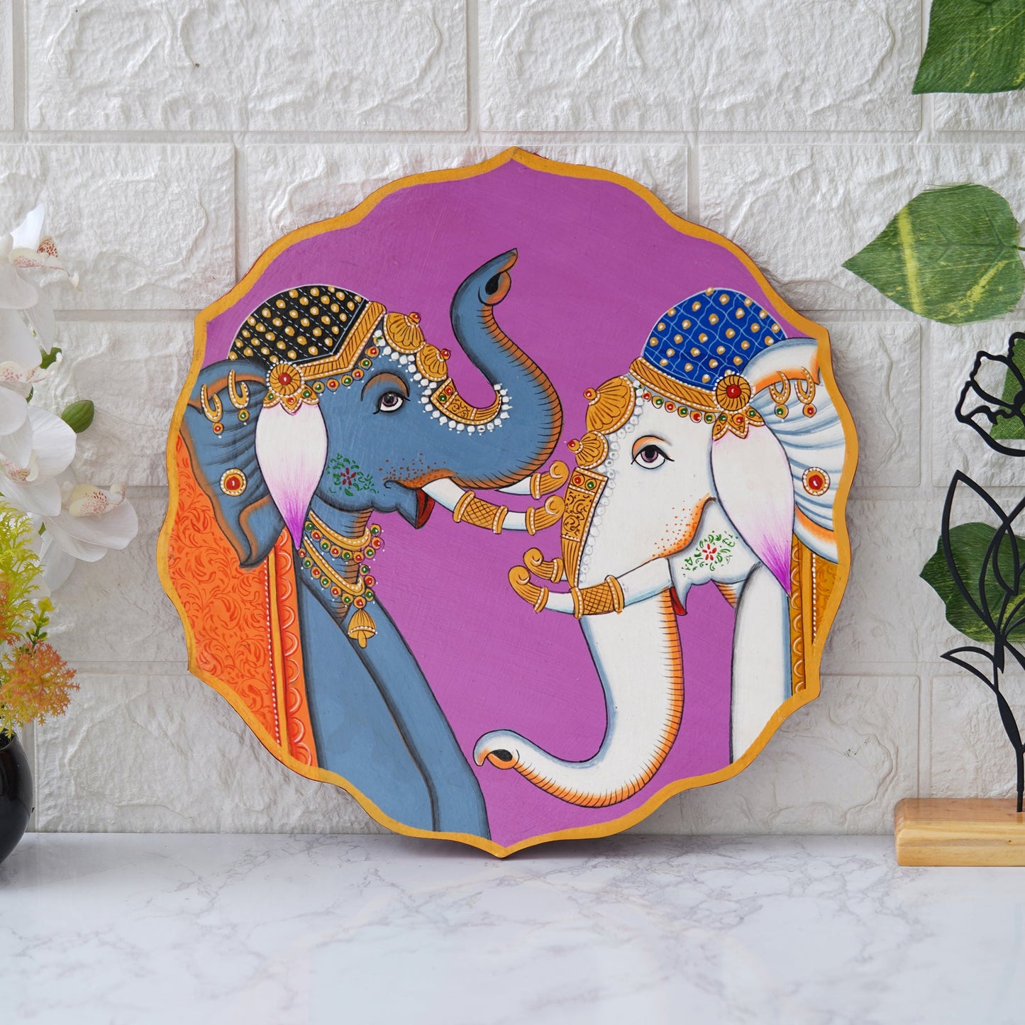 Handmade Pichwai Wooden Wall Painting For Living Room Home Décor Paintings For Wall Decoration Home decorations (12X12INCHES)02 Done With Love Store