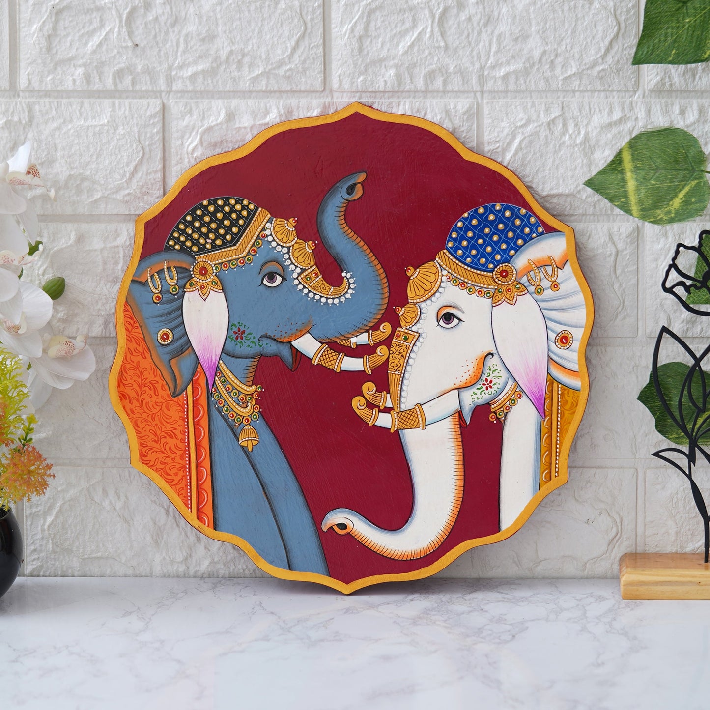 Handmade Pichwai Wooden Wall Painting For Living Room Home Décor Paintings For Wall Decoration Home decorations (12X12INCHES)03 Done With Love Store