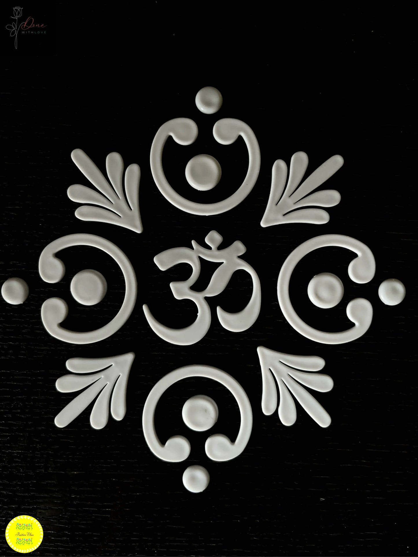 OM PADMA DESIGN Reusable recyclable polymer plastic rangolis - R03 -Mat durable-Mess free- Portable- Diwali Decor Positive Vibes