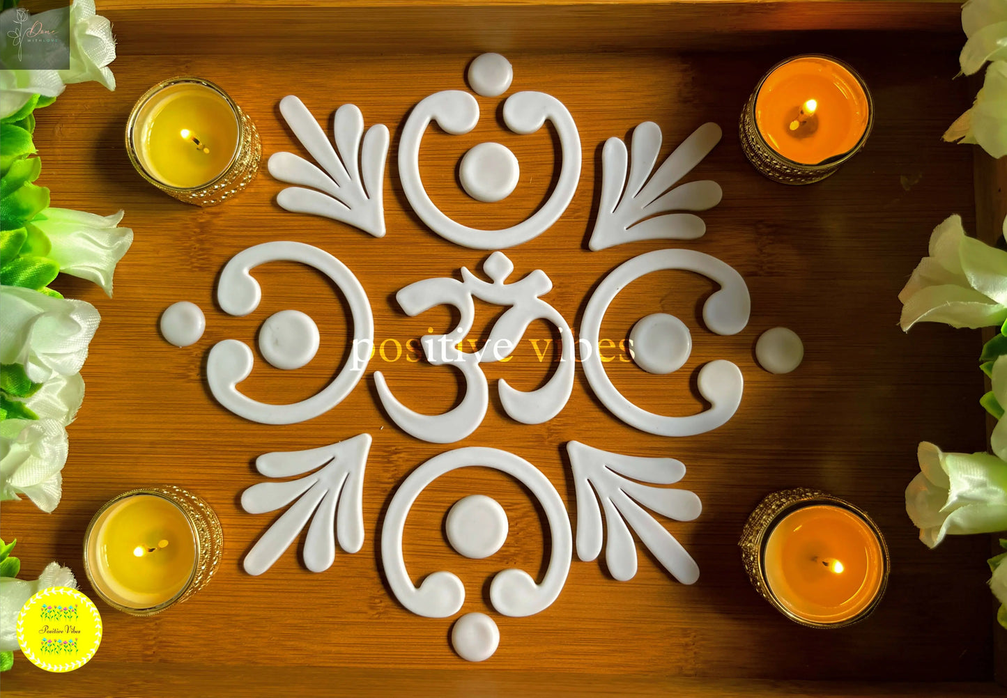 OM PADMA DESIGN Reusable recyclable polymer plastic rangolis - R03 -Mat durable-Mess free- Portable- Diwali Decor Positive Vibes