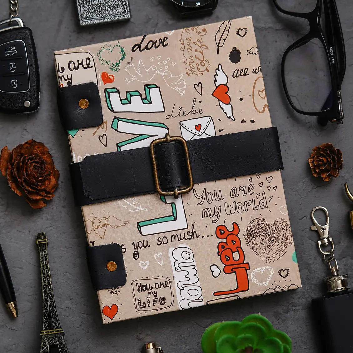 Done With Love Store Handmade Classic Printed Cardboard Writing Diary for Different Purposes String Closure -1 Done With Love Store