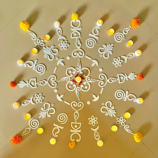 DIY Rangoli Box Set (R01) — 122 Reusable Pieces, Mess-Free Diwali Décor - Done With Love Store