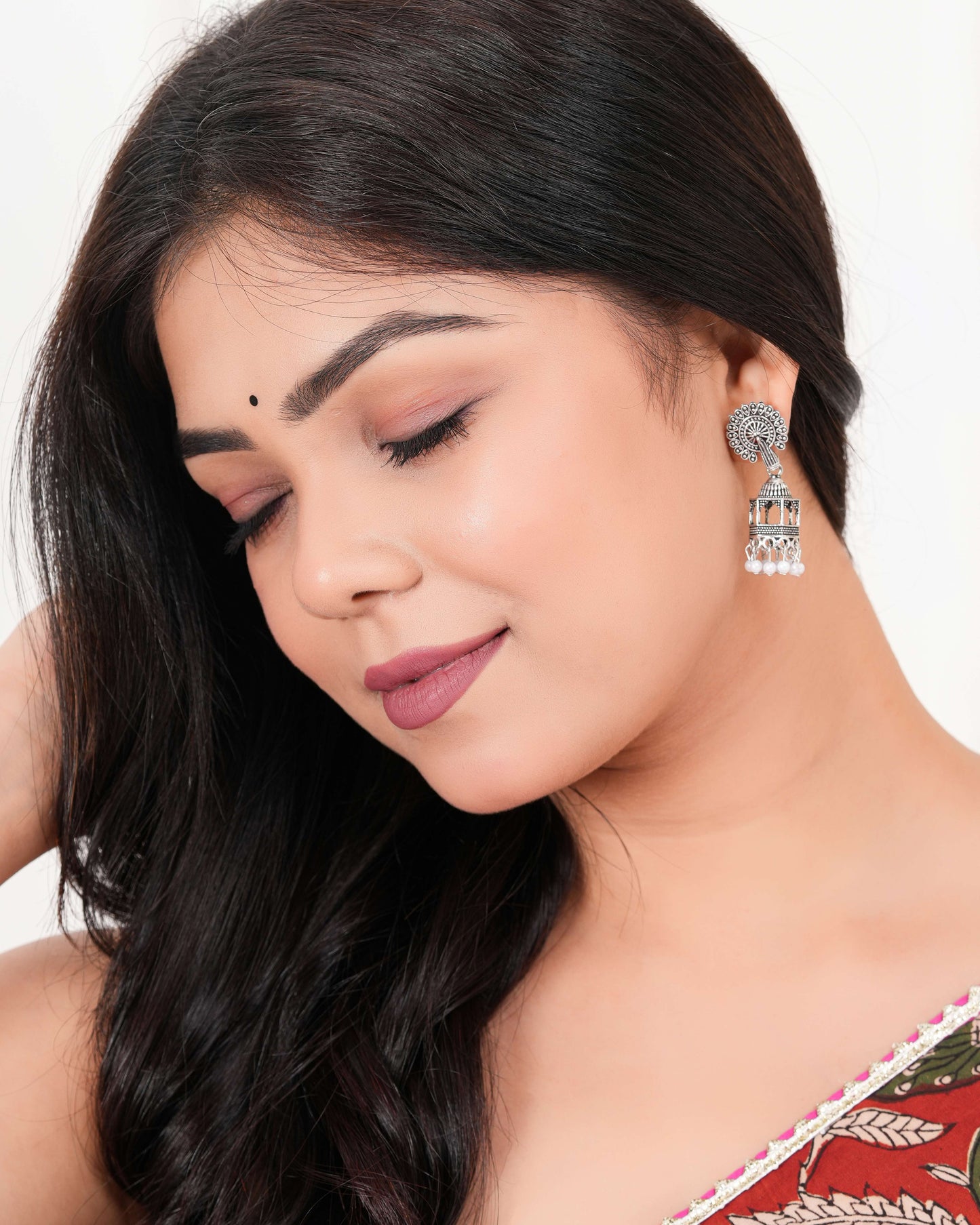 Women's Traditional Silver Oxidised Chandbali Ethnic Design Jhumka/Jhumki Earrings for Women-21 Done With Love Store