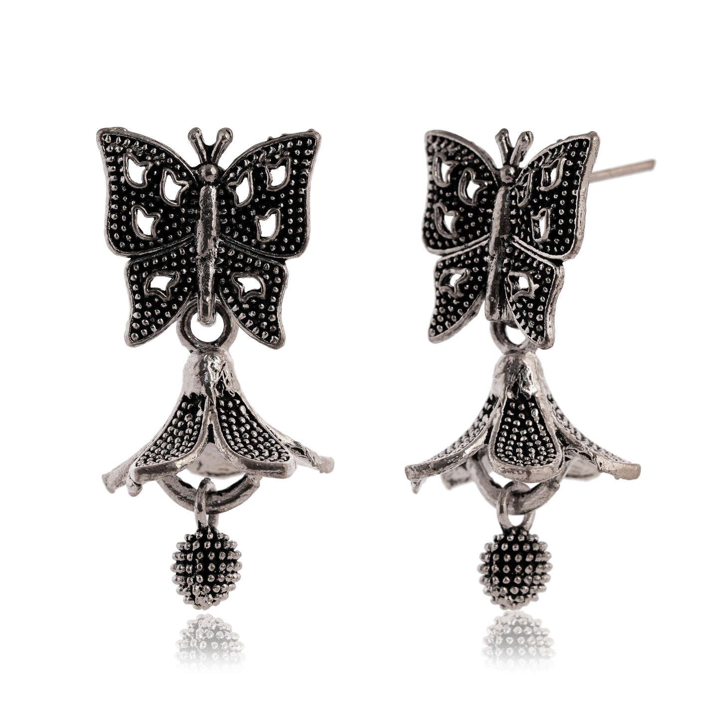 Women's Traditional Silver Oxidised Chandbali Ethnic Design Jhumka/Jhumki Earrings for Women-20 Done With Love Store