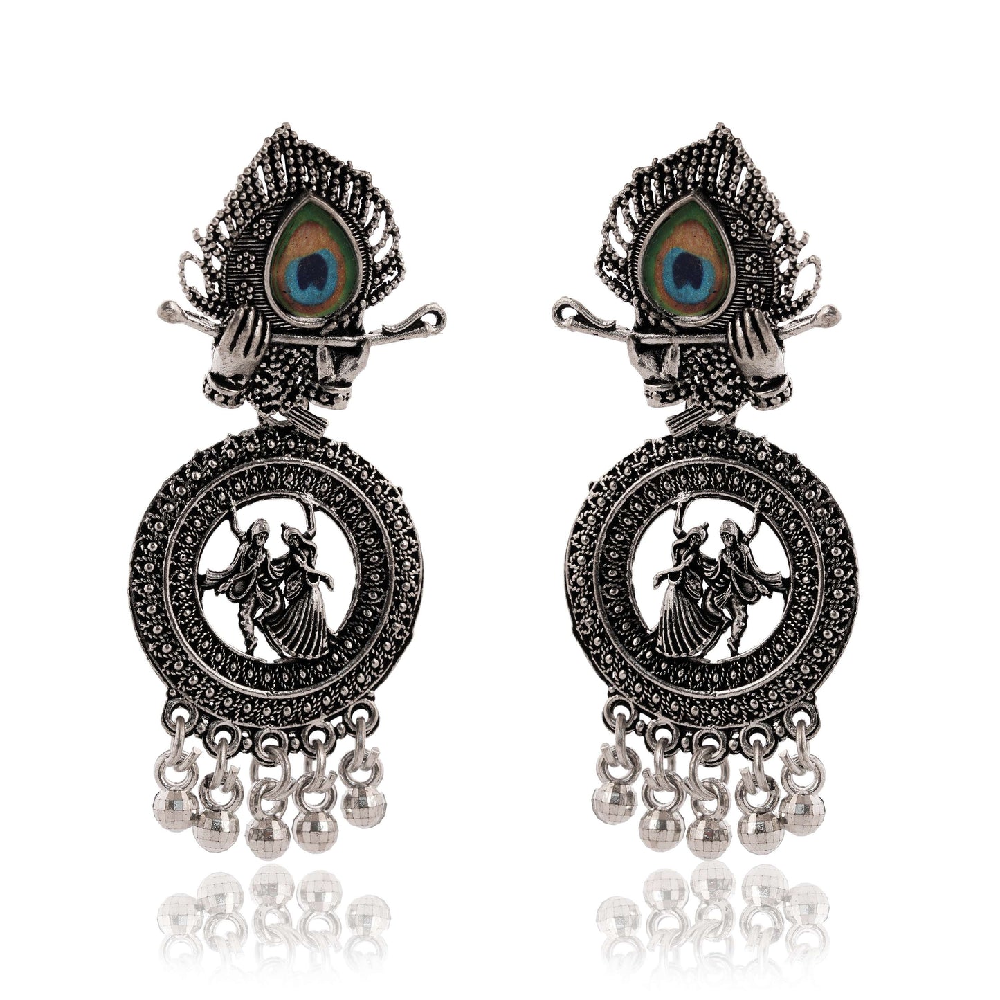 Handmade Traditional Jhumki with Moon and Flower Motif Chandbali Design Ethnic Jhumki Earrings for Women and Girls-4 Done With Love Store