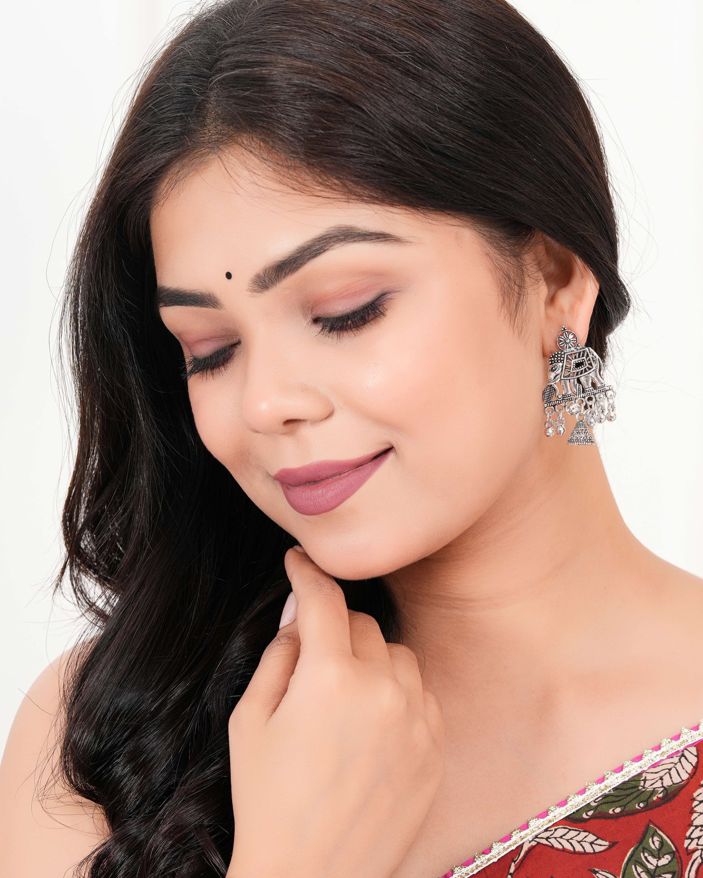 Women's Traditional Silver Oxidised Chandbali Ethnic Design Jhumka/Jhumki Earrings for Women-23 Done With Love Store