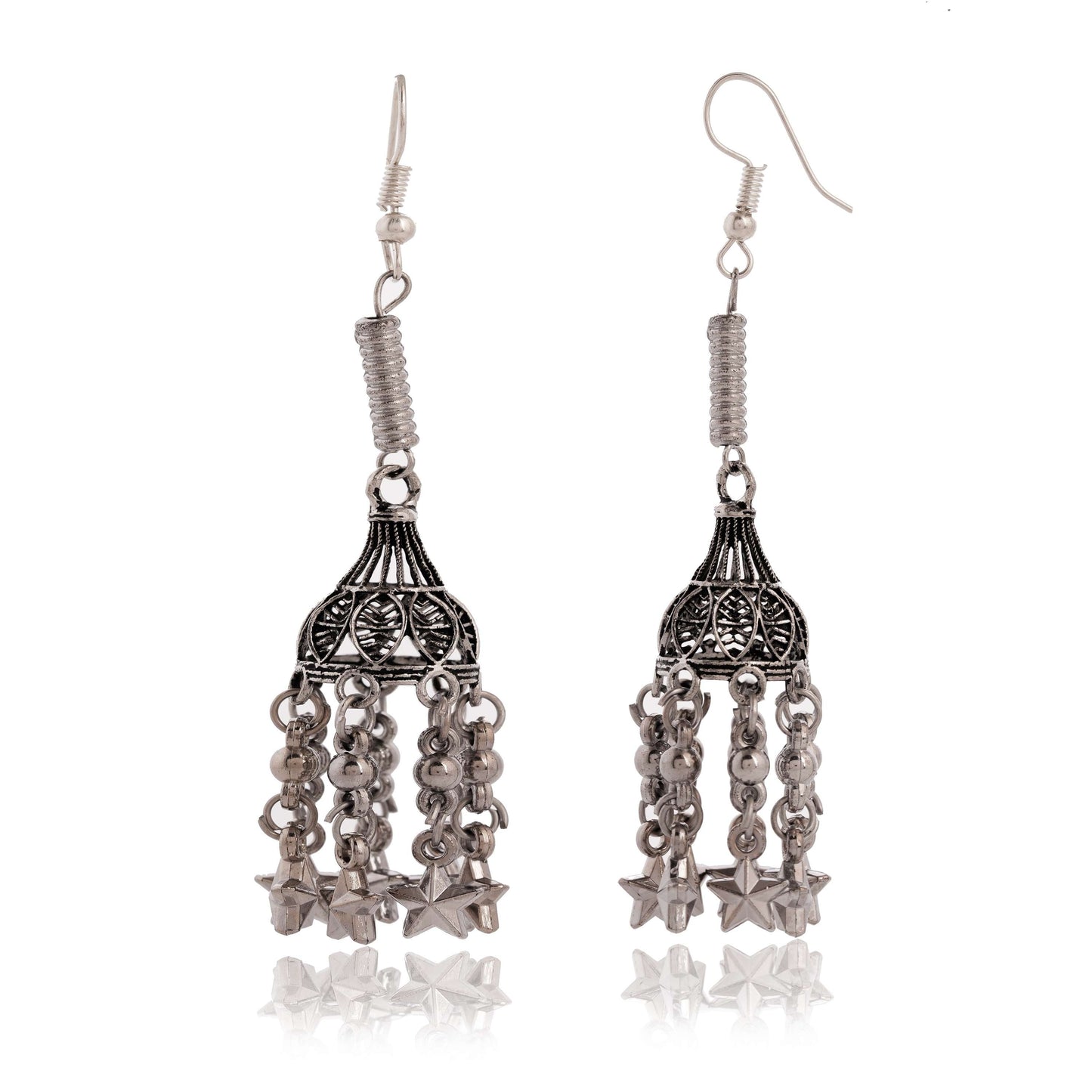 Women's Traditional Silver Oxidised Chandbali Ethnic Design Jhumka/Jhumki Earrings for Women-27 Done With Love Store