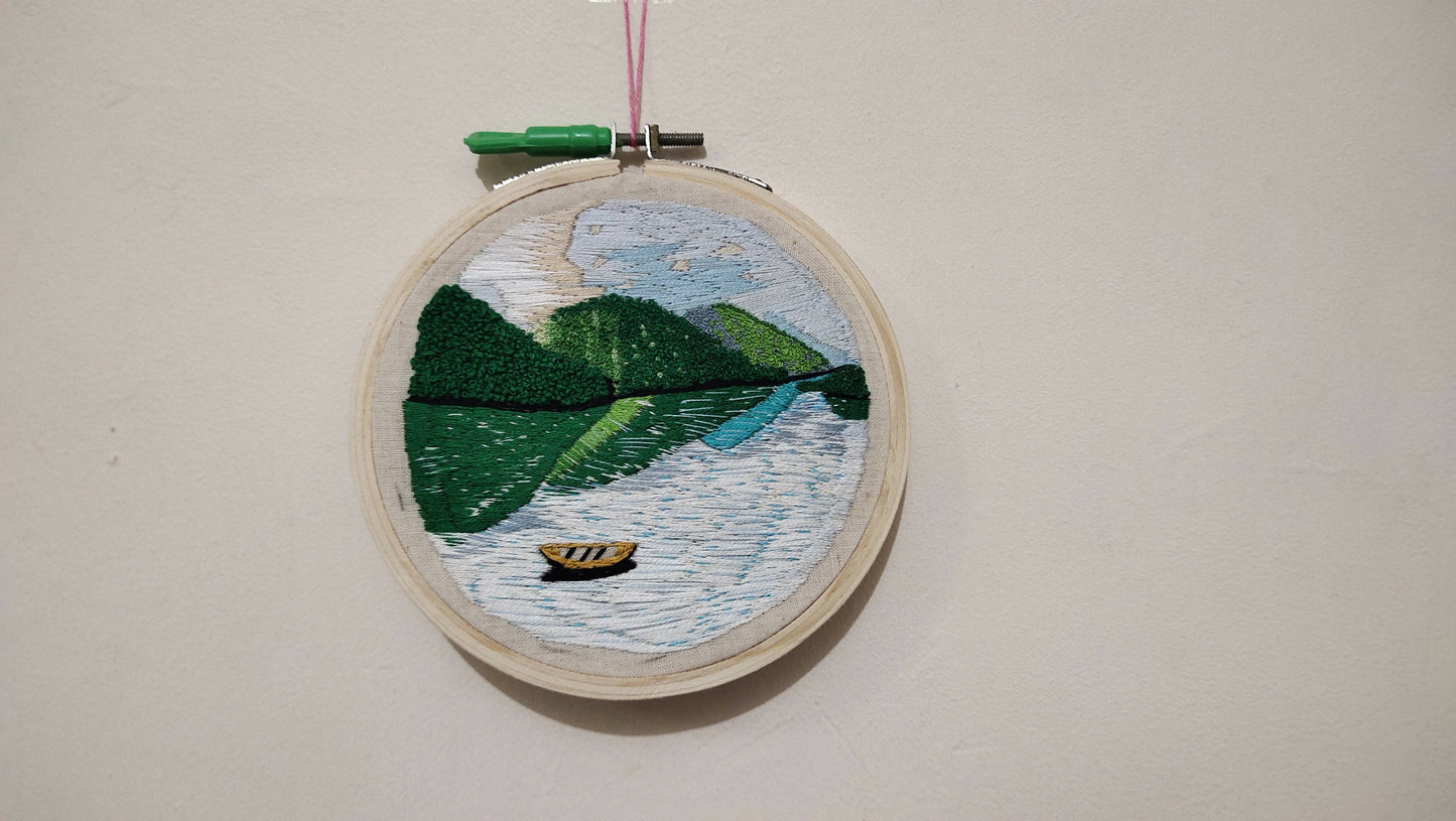 Scenery embroidery hoop portrait | Home Decor | Handicraft | Wall Decor Elsa