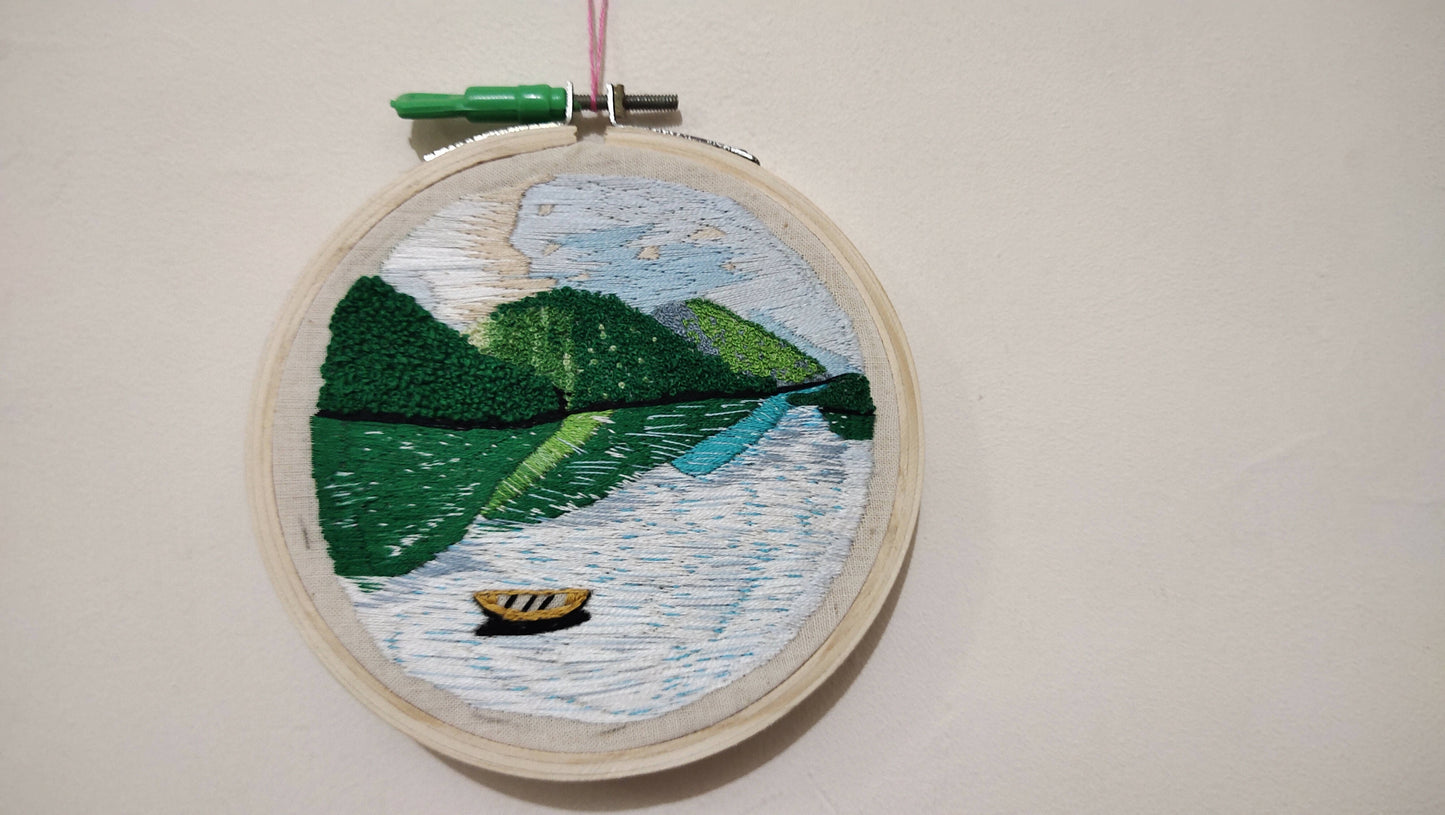 Scenery embroidery hoop portrait | Home Decor | Handicraft | Wall Decor Elsa