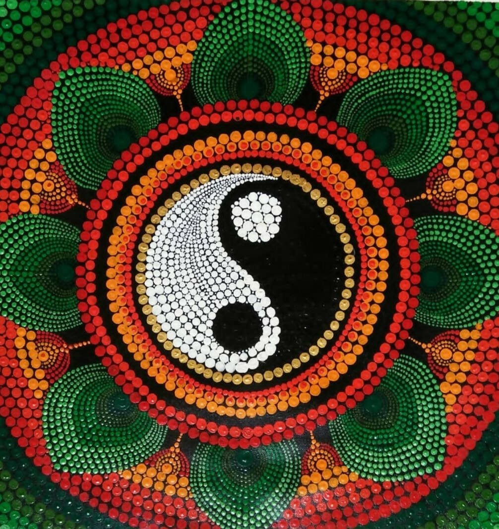 Dot Mandala Yin-Yang Painting (20 × 20 in) — Original Framed Canvas Art - Done With Love Store