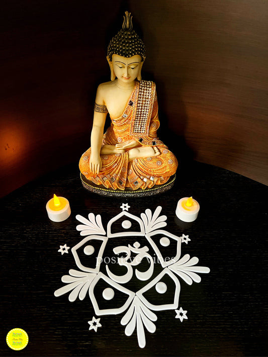Om Leaf Reusable Rangoli Set (R16) — Mess-Free Diwali Décor - Done With Love Store