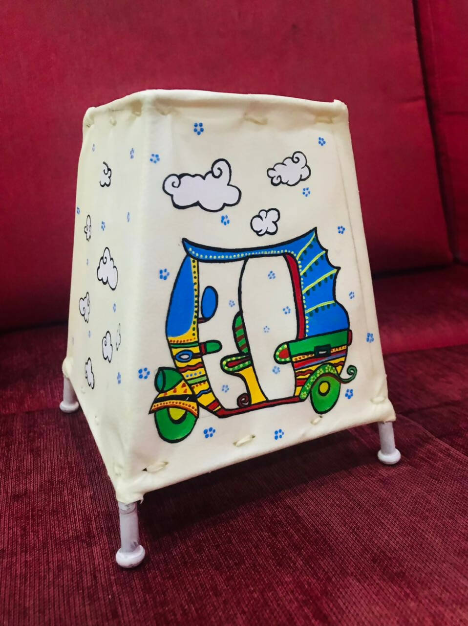 Rickshaw Tholu Lamp (TL1) — Handpainted Leather Tealight Lamp - Done With Love Store