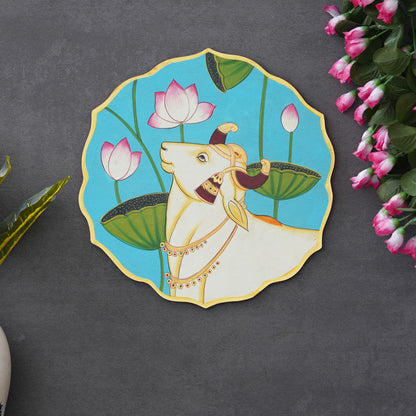 Handmade Pichwai Wooden Wall Painting For Living Room Home Décor  Paintings For Wall Decoration Home decorations (12X12INCHES)01 Done With Love Store