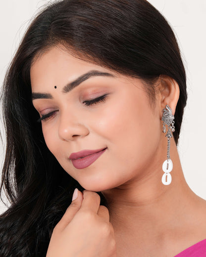 Women's Traditional Silver Oxidised Chandbali Ethnic Design Jhumka/Jhumki Earrings for Women-36 Done With Love Store