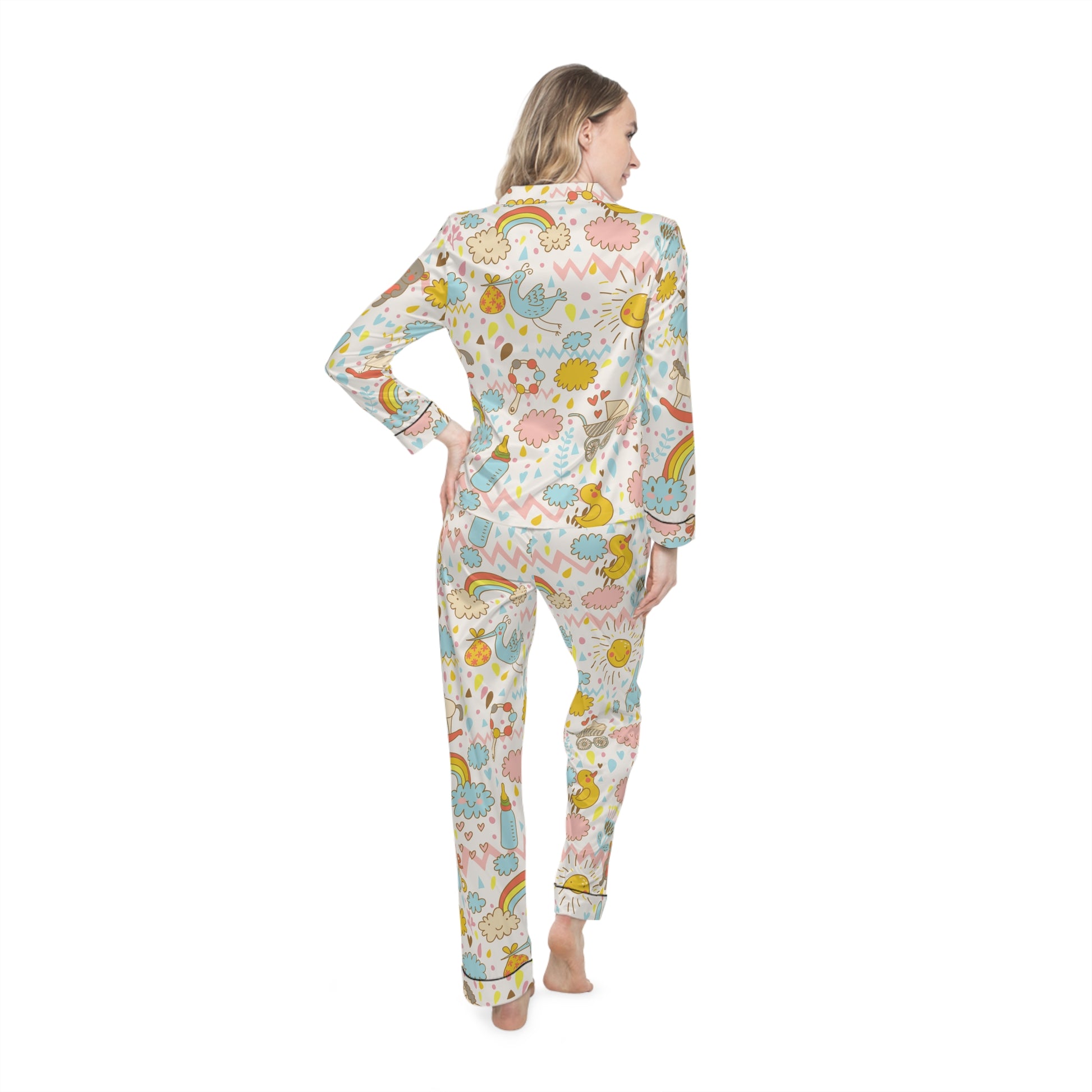 Nursery | Women's Satin Pajamas (AOP) | Printed Night Suit for Women - Done With Love Store