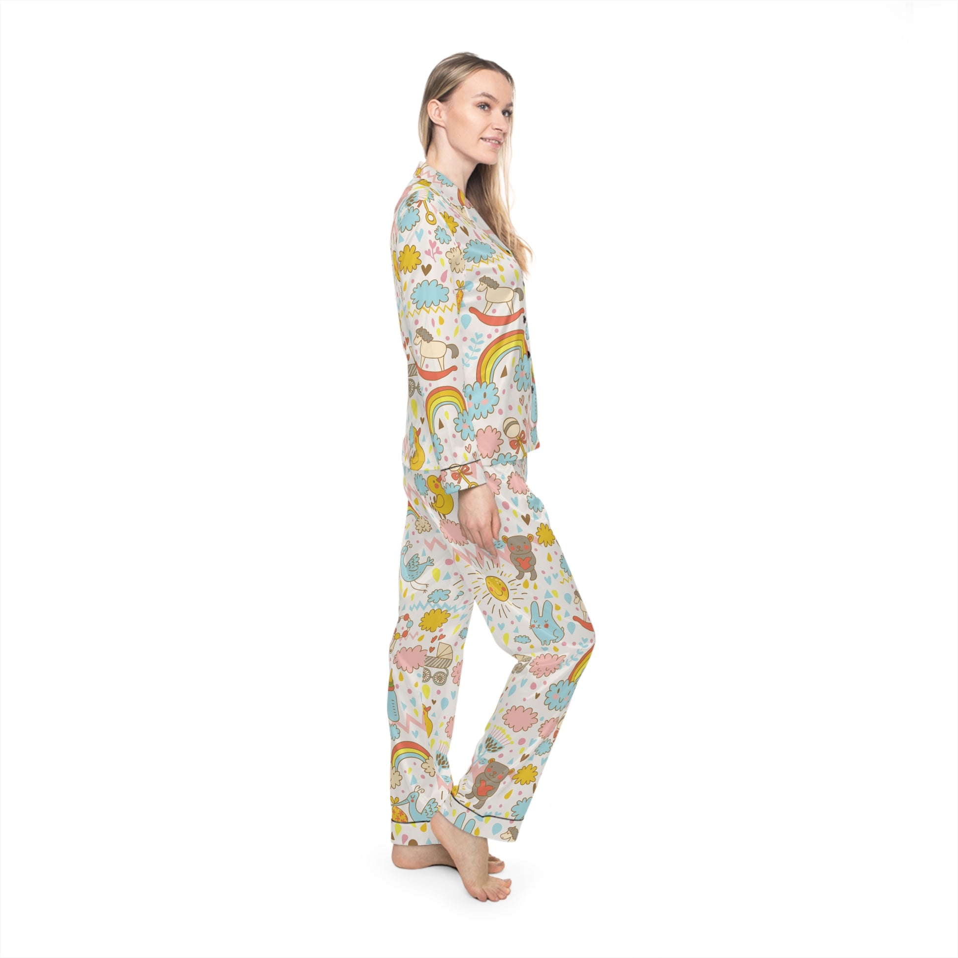 Nursery | Women's Satin Pajamas (AOP) | Printed Night Suit for Women - Done With Love Store
