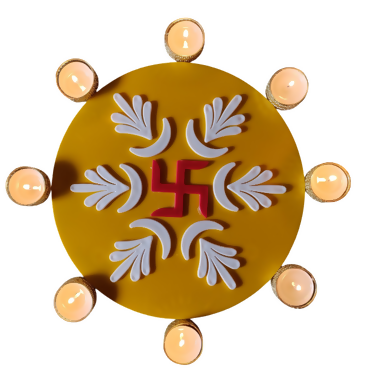 Acrylic Designer Ready to use Rangoli Reusable rangolis - A03 - Swastik leaf design Mat durable-Mess free- Portable- Diwali Decor| HOUSE WARMING GIFTS| HOME DECOR| New Home Art | Housewarming Gift | Custom House Art | NO MESS| DIWALI| Positive Vibes