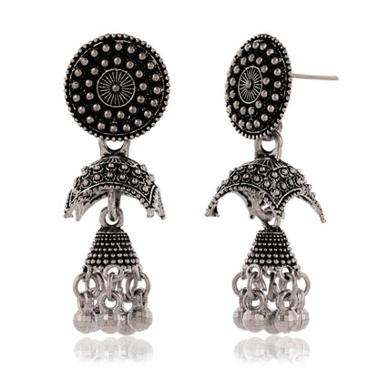 Women's Traditional Silver Oxidised Chandbali Ethnic Design Jhumka/Jhumki Earrings for Women-50 Done With Love Store