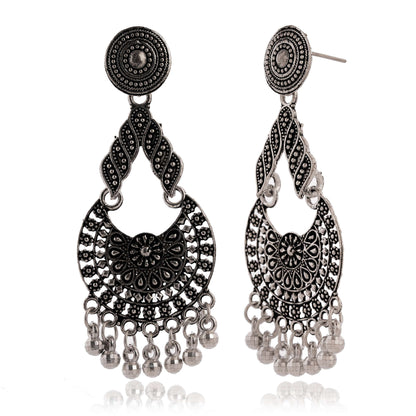 Handmade Traditional Jhumki with Moon and Flower Motif Chandbali Design Ethnic Jhumki Earrings for Women and Girls-2 Done With Love Store