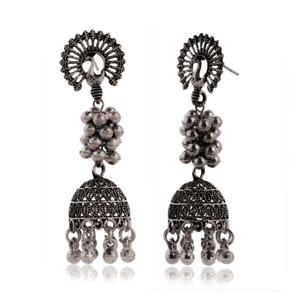 Handmade Traditional Jhumki with Moon and Flower Motif Chandbali Design Ethnic Jhumki Earrings for Women and Girls-7 Done With Love Store