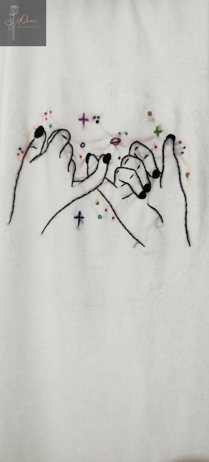 Friends Forever hand embroidery T-shirt | Hand-embroidery | Casual wear | Multi-seasonal wear | Comfortable Elsa