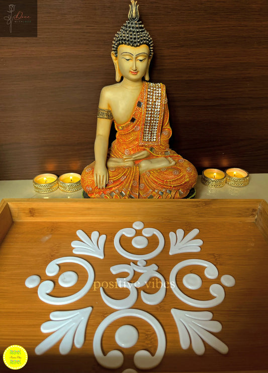 OM PADMA DESIGN Reusable recyclable polymer plastic rangolis - R03 -Mat durable-Mess free- Portable- Diwali Decor Positive Vibes