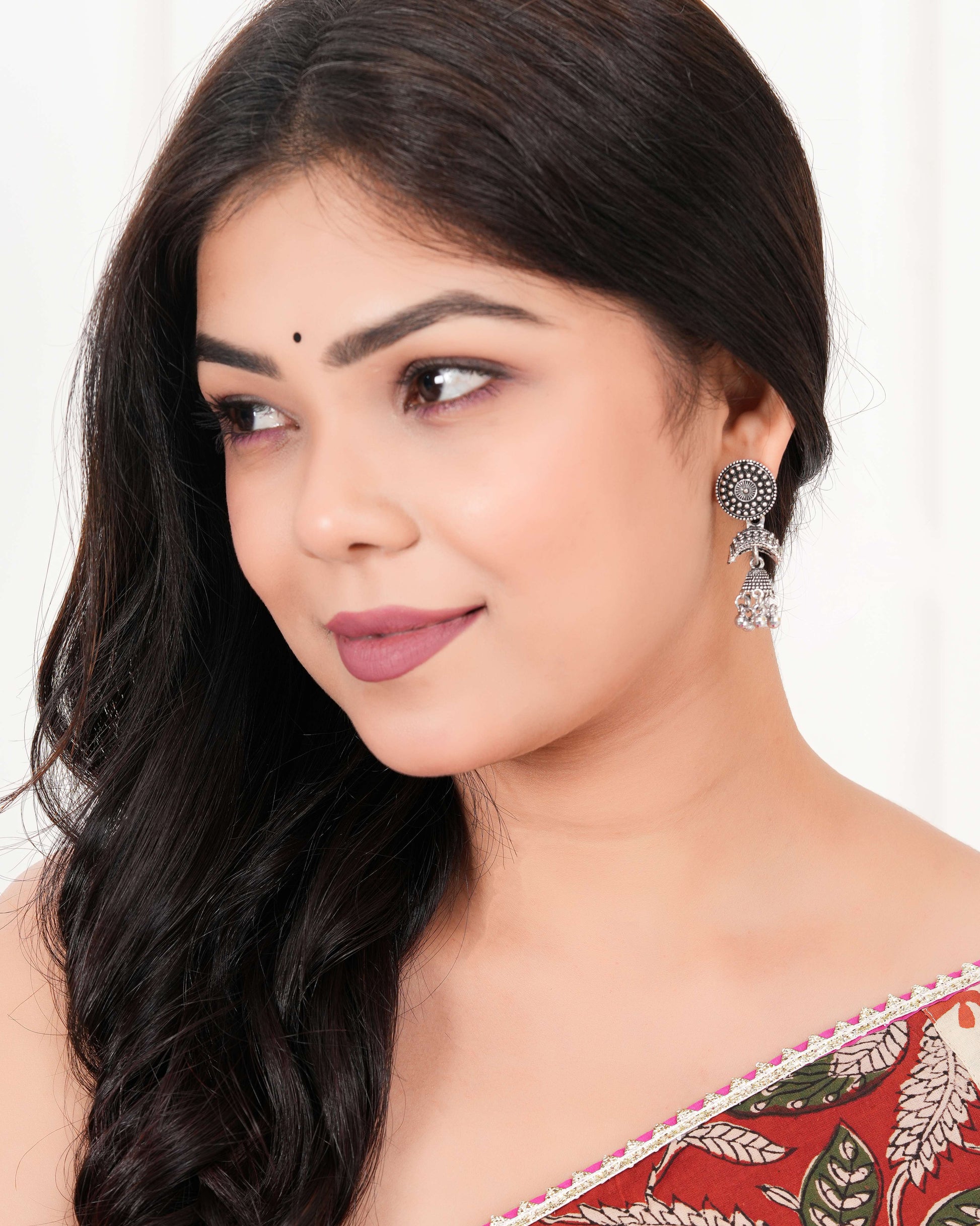 Women's Traditional Silver Oxidised Chandbali Ethnic Design Jhumka/Jhumki Earrings for Women-50 Done With Love Store