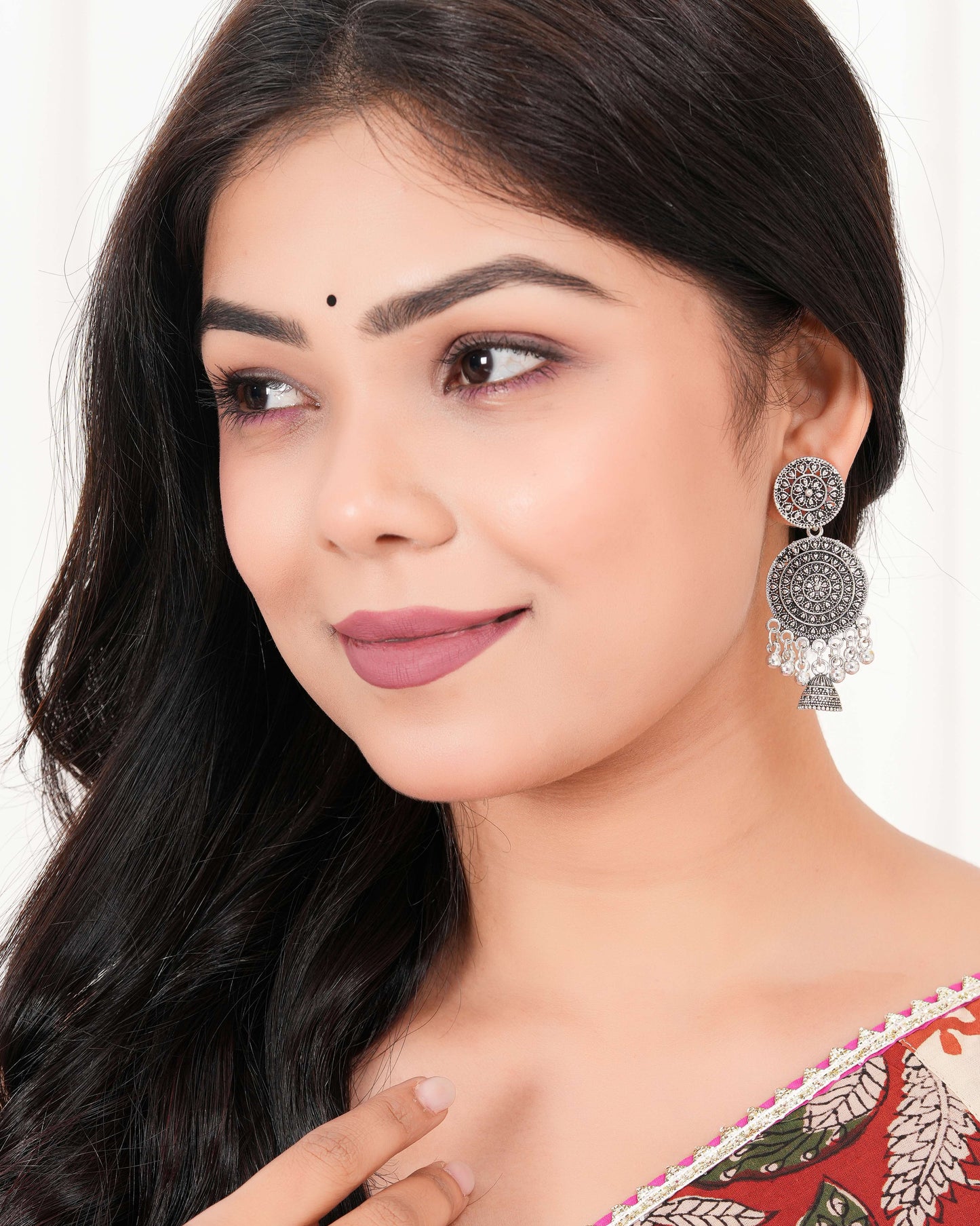Women's Traditional Silver Oxidised Chandbali Ethnic Design Jhumka/Jhumki Earrings for Women-29 Done With Love Store
