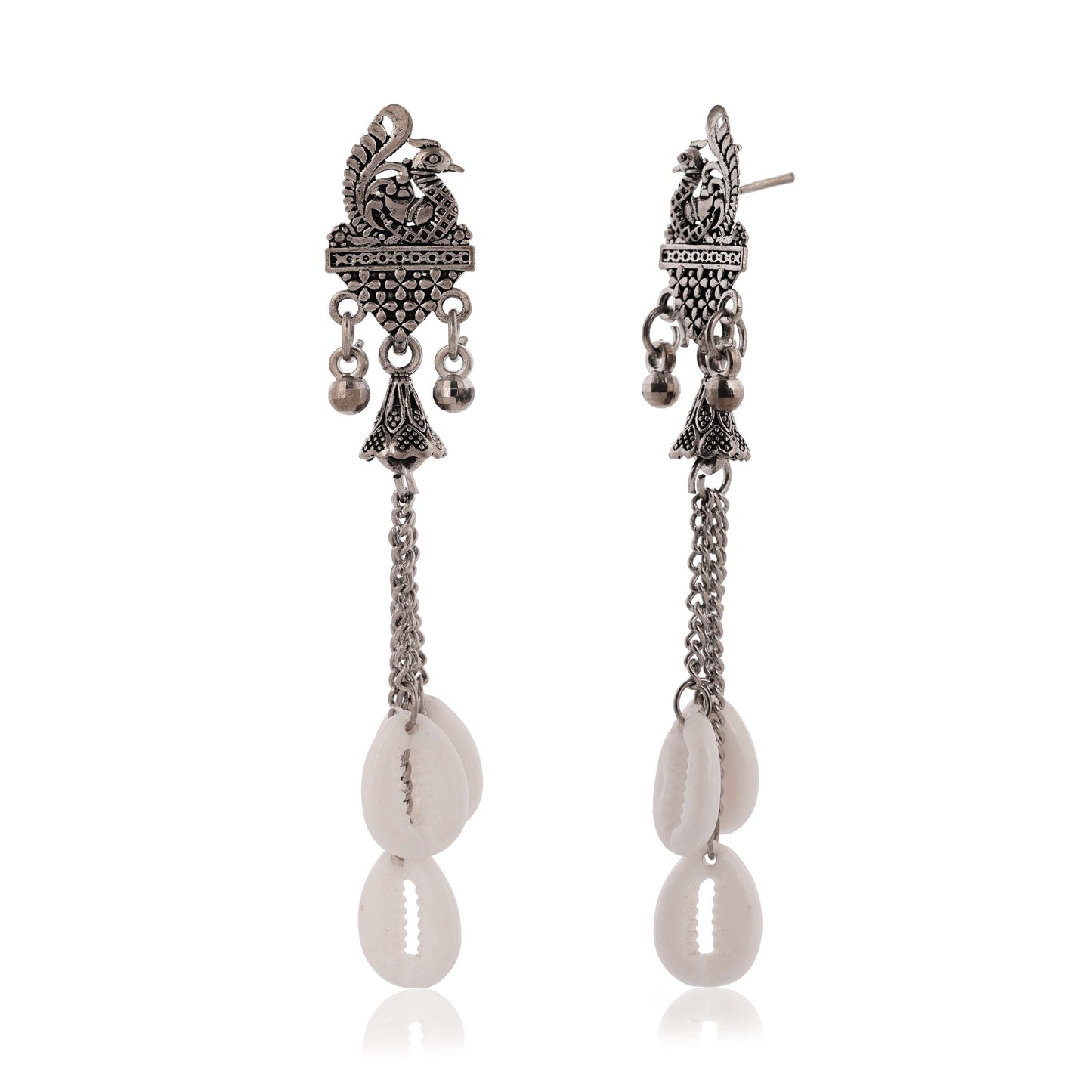 Women's Traditional Silver Oxidised Chandbali Ethnic Design Jhumka/Jhumki Earrings for Women-36 Done With Love Store