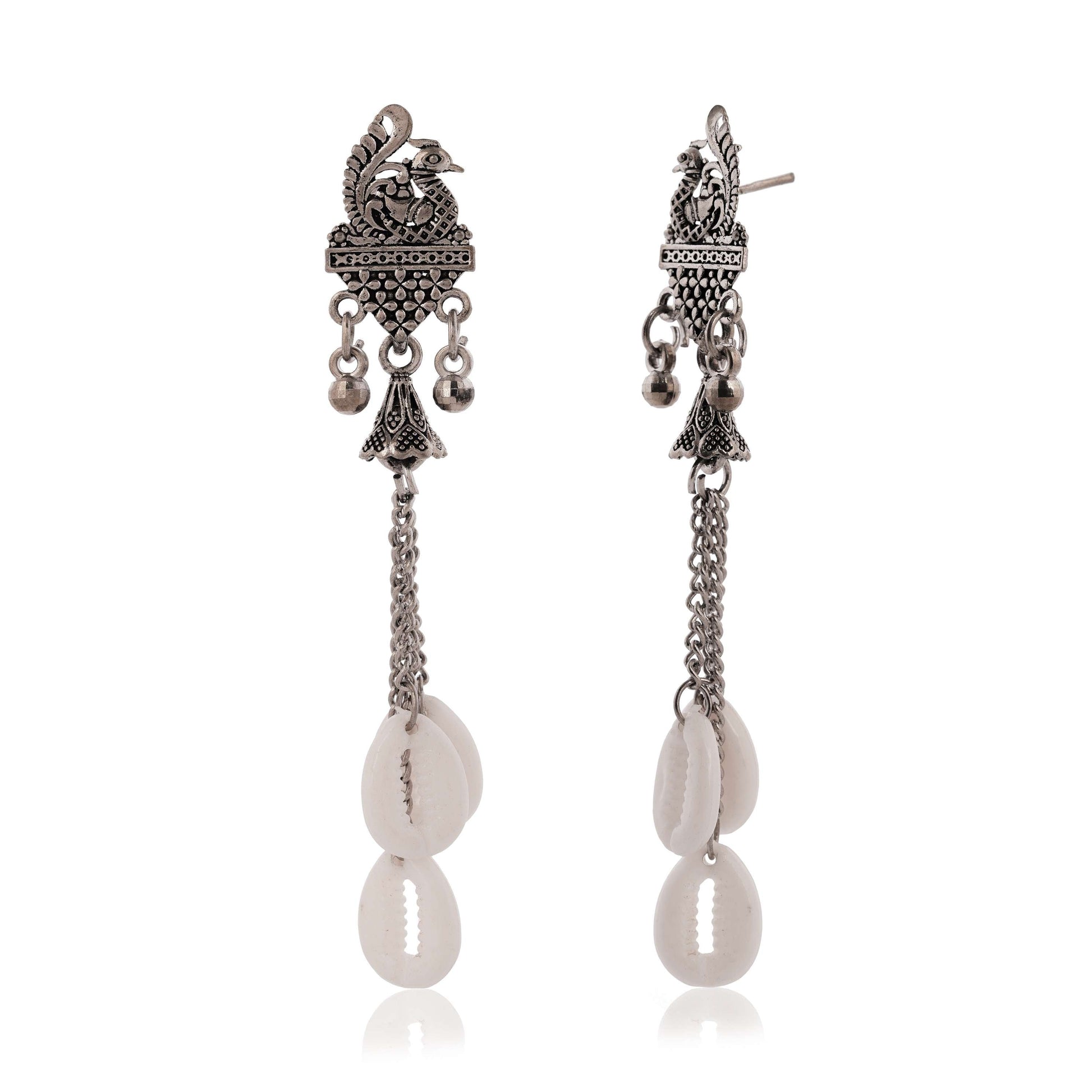 Women's Traditional Silver Oxidised Chandbali Ethnic Design Jhumka/Jhumki Earrings for Women-36 Done With Love Store