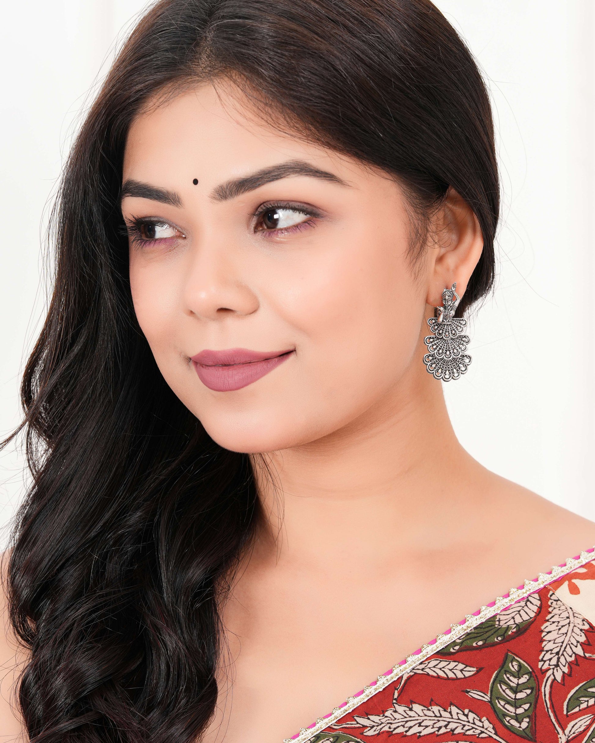 Handmade Traditional Jhumki with Moon and Flower Motif Chandbali Design Ethnic Jhumki Earrings for Women and Girls-8 Done With Love Store