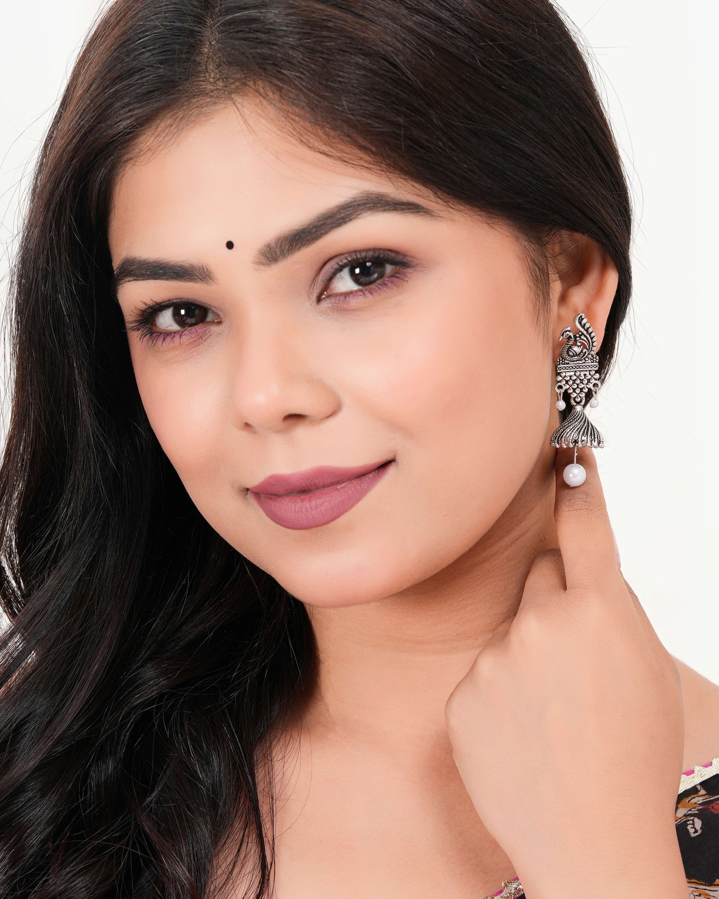 Women's Traditional Silver Oxidised Chandbali Ethnic Design Jhumka/Jhumki Earrings for Women-30 Done With Love Store