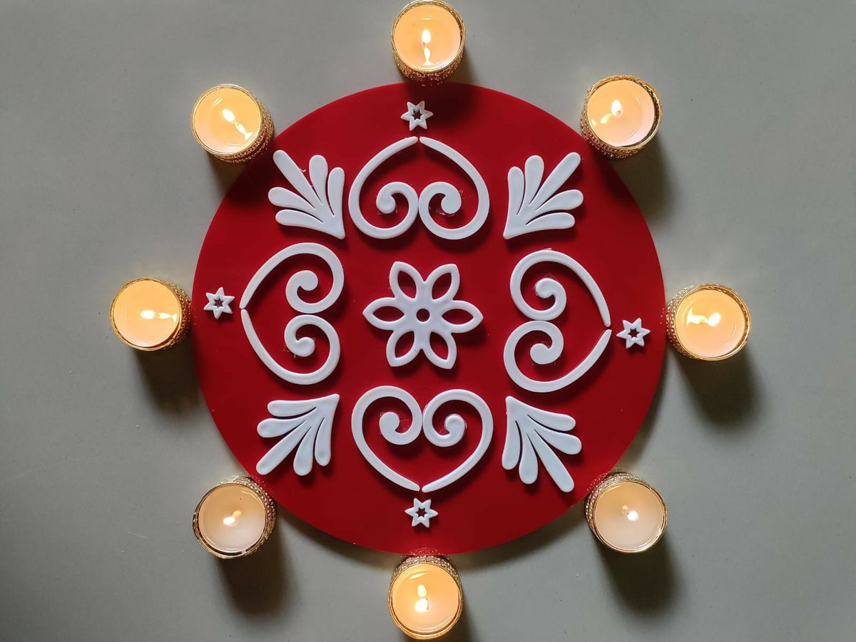 Acrylic Designer Reusable Rangoli (A01) — Ready to Use, Mess-Free Diwali Décor - Done With Love Store
