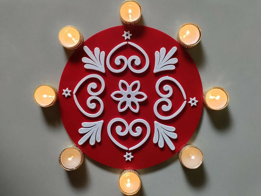 Acrylic Designer Reusable Rangoli (A01) — Ready to Use, Mess-Free Diwali Décor - Done With Love Store