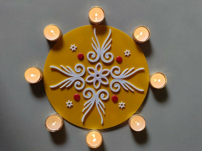 Acrylic Designer Reusable Rangoli (A03) — Ready to Use, Mess-Free Diwali Décor - Done With Love Store