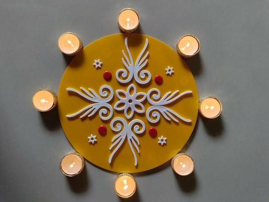 Acrylic Designer Reusable Rangoli (A03) — Ready to Use, Mess-Free Diwali Décor - Done With Love Store