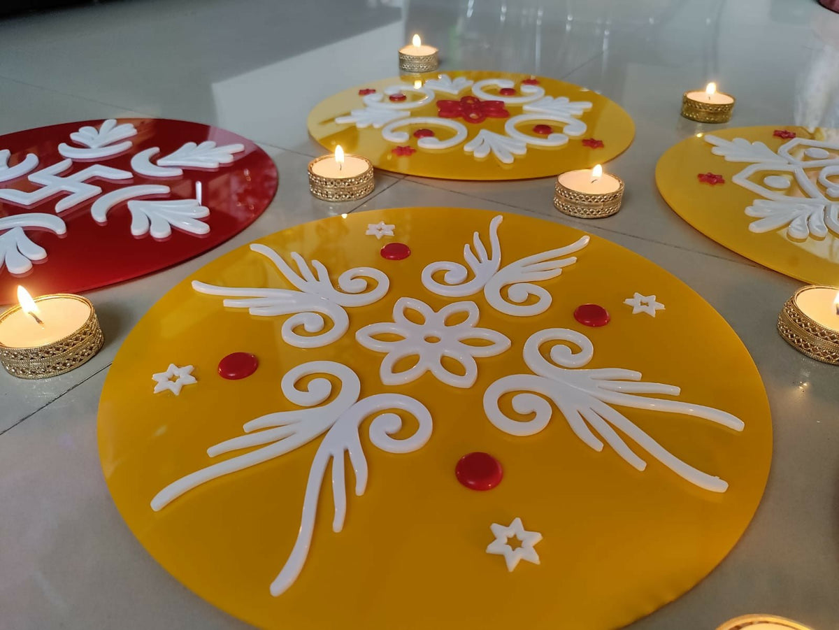 Acrylic Designer Reusable Rangoli (A03) — Ready to Use, Mess-Free Diwali Décor - Done With Love Store