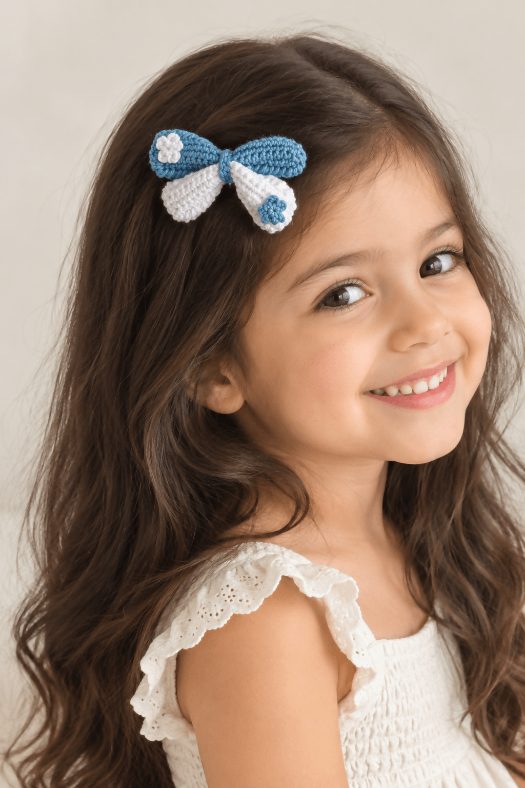 Crochet Bow Hair Clips (Pair) — Handmade Cotton, Blue or Pink - Done With Love Store