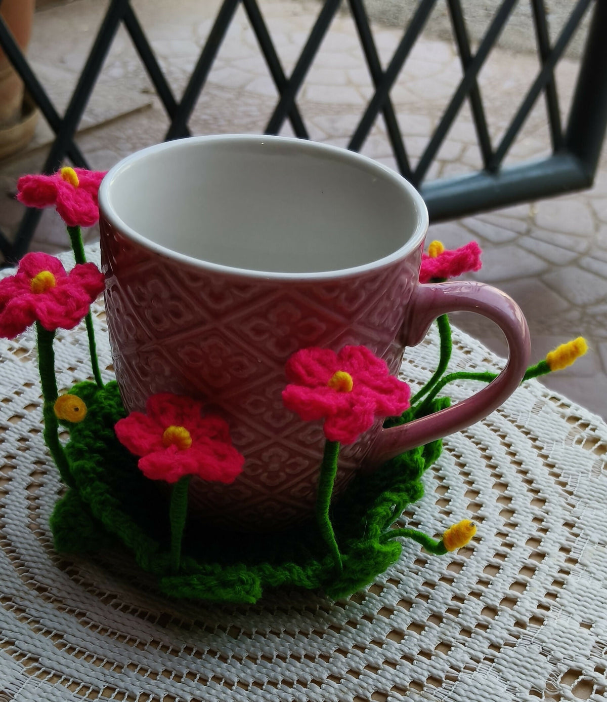 Crochet Flower Cup Coaster - Done With Love Store