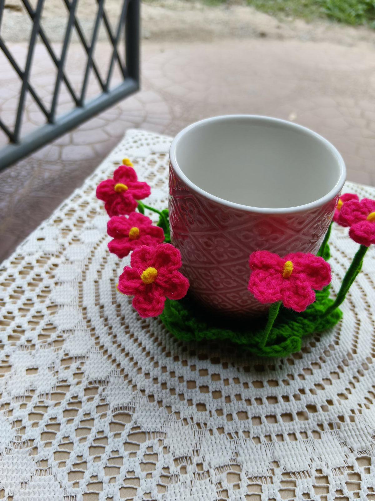 Crochet Flower Cup Coaster - Done With Love Store
