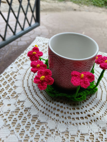 Crochet Flower Cup Coaster - Done With Love Store
