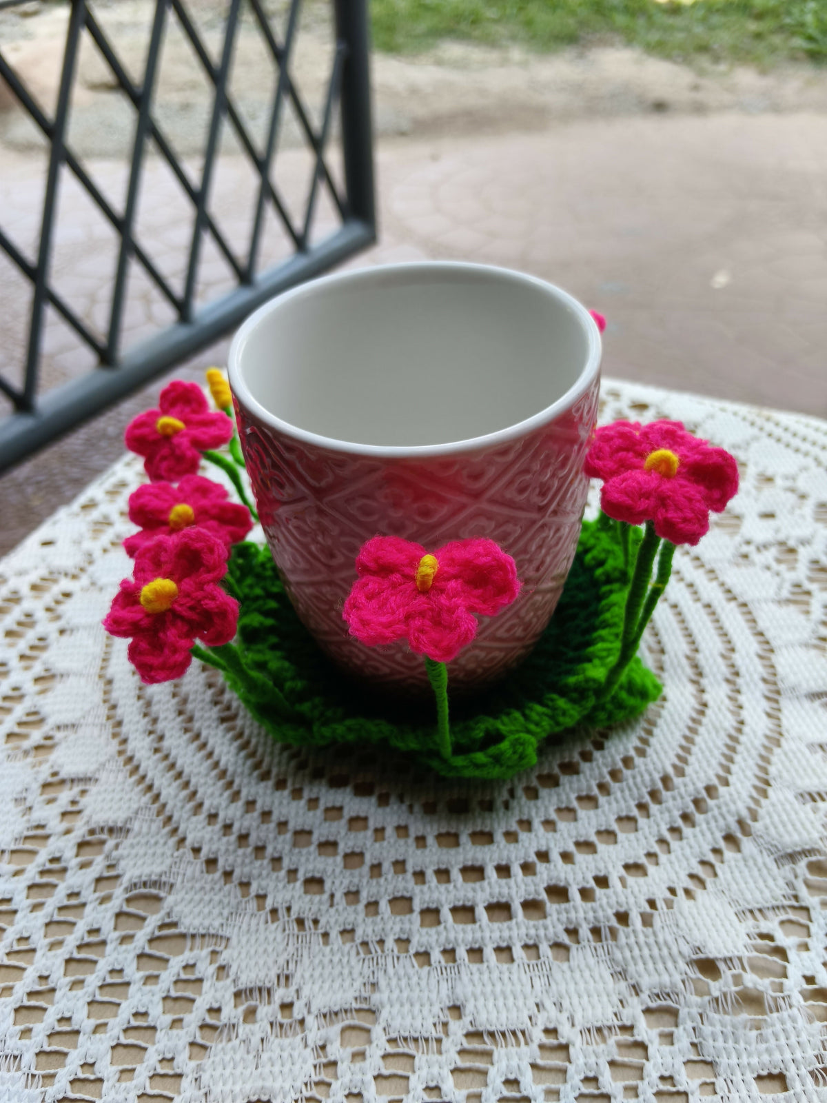 Crochet Flower Cup Coaster - Done With Love Store