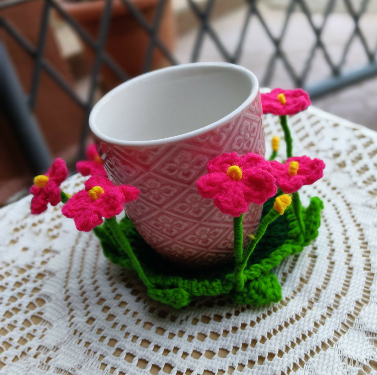 Crochet Flower Cup Coaster - Done With Love Store