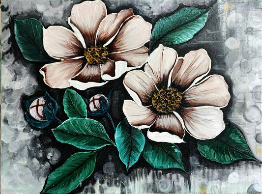 Flower Textured Artwork (18 × 24 in) — Original 3D Handmade Canvas - Done With Love Store